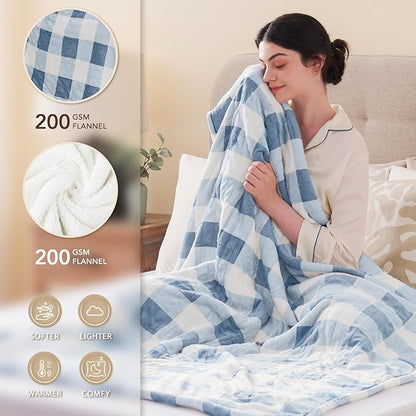 HomeMate Electric Blanket Heated Full Size - 72“x84“ Ultra Soft Cozy Flannel Heating Blanket with 10 Fast Heat Levels 8 Hours Auto Off Over-Heated Protection ETL Certification Keep Warm in Home Office