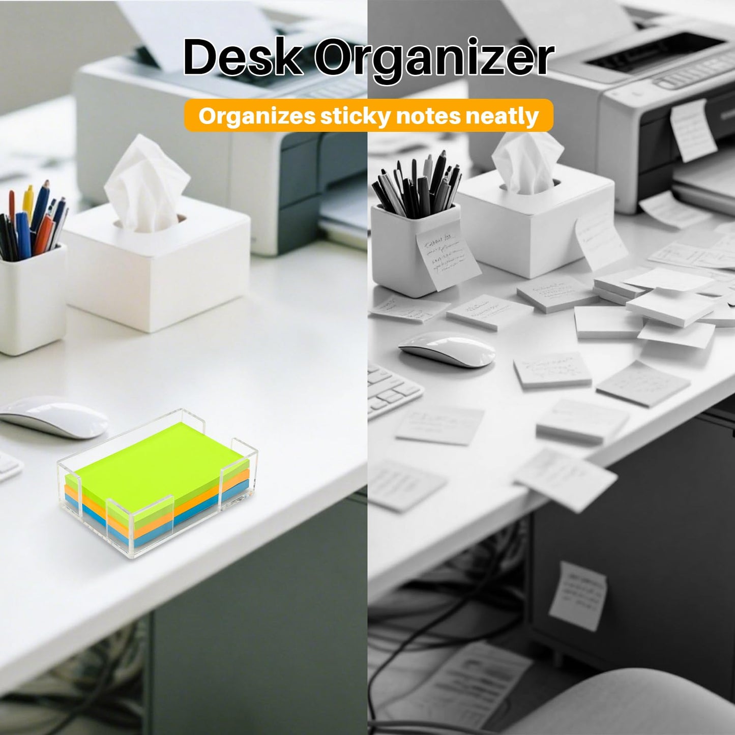 Yncotte Acrylic Sticky Note Holder, 4x6 Inch Clear Dual Notepad Holder Dispenser with Triple Openings Non-Slip Rubber, Sticky Note Dispenser Memo Holder Case for Desk Office School Supplies(No Pads)