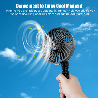 RUN HELIX Stroller Fan Portable with Flexible Tripod Battery Operated Handheld Fan Mini with 3 Speeds USB Rechargeable Baby Fan for Stroller,Car Seat,Desk - Black