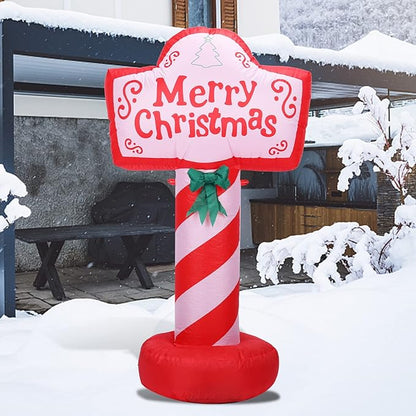 4 FT Tall Christmas Inflatable - Blow Up Yard Decoration With LED Lights, Merry Christmas Sign, Outdoor Holiday Lawn Party Decor