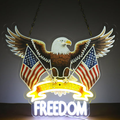 WittyRhE United States 250th Anniversary Neon Lights USA 250th Neon Signs Wall Decor for Bedroom Bar Livingroom Gift Art for Christmas Party-Dimmable-15.75 x 12.8IN-USB Powered-Acrylic