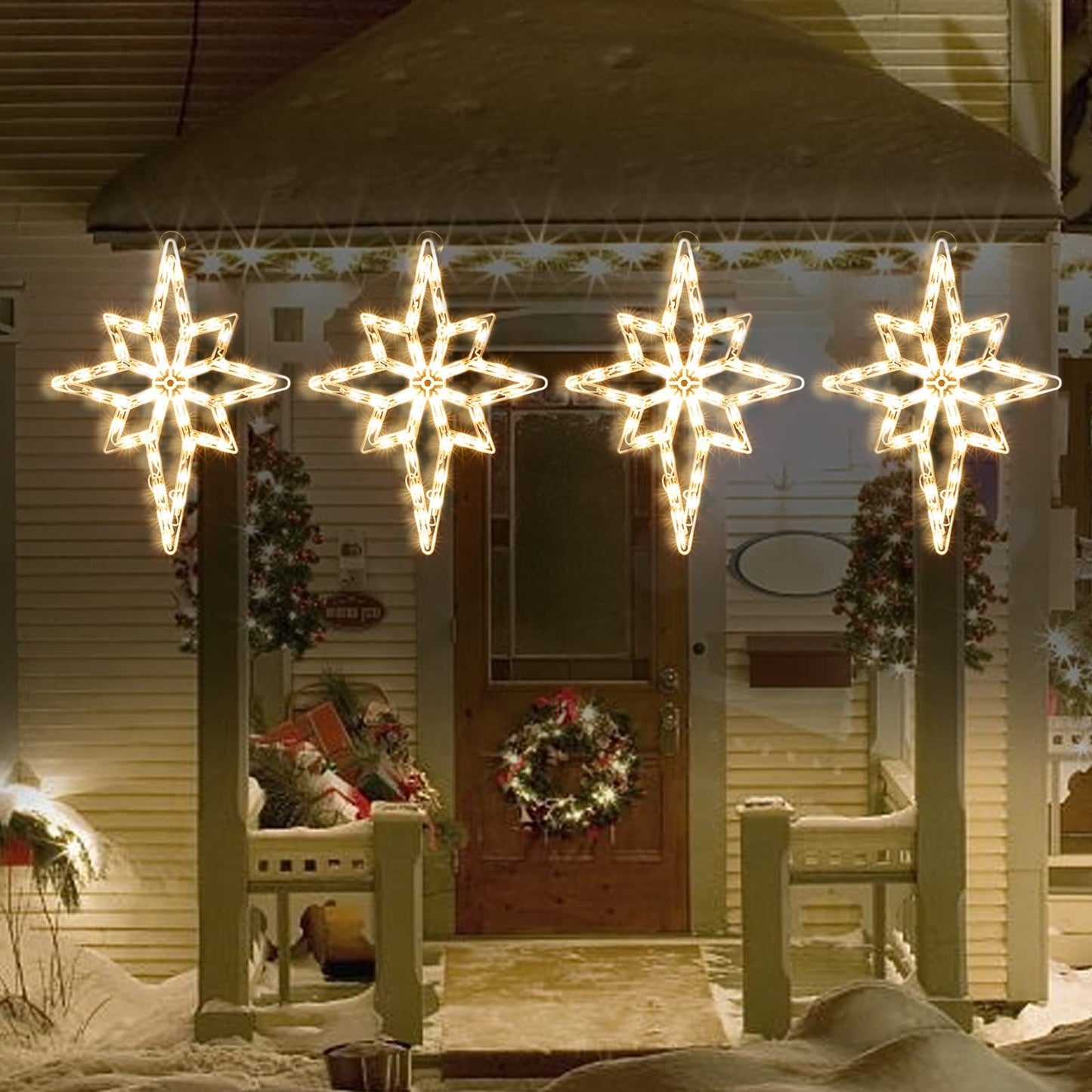 XMASLAND 19 Inch Christmas Window Silhouette Lights Decorations, 50L Christmas Sculpture,Including:Bethlehem Star x1