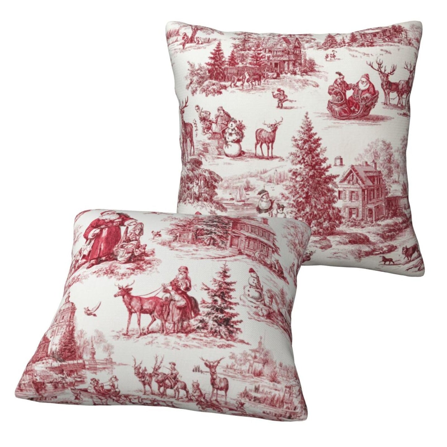 Ecixzyo Christmas Santa Claus Throw Pillow Covers 18x18 Set of 2 Square Pillow Case for Home Decor Couch Room
