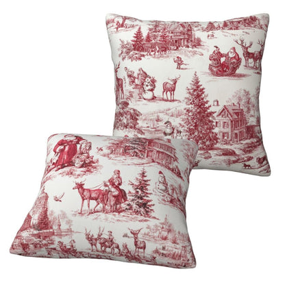 Ecixzyo Christmas Santa Claus Throw Pillow Covers 18x18 Set of 2 Square Pillow Case for Home Decor Couch Room