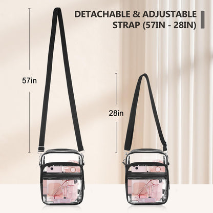 Blvornl Clear Crossbody Bag with Adjustable Shoulder Strap, Stadium Approved PVC Purse Bag, Messenger Bag