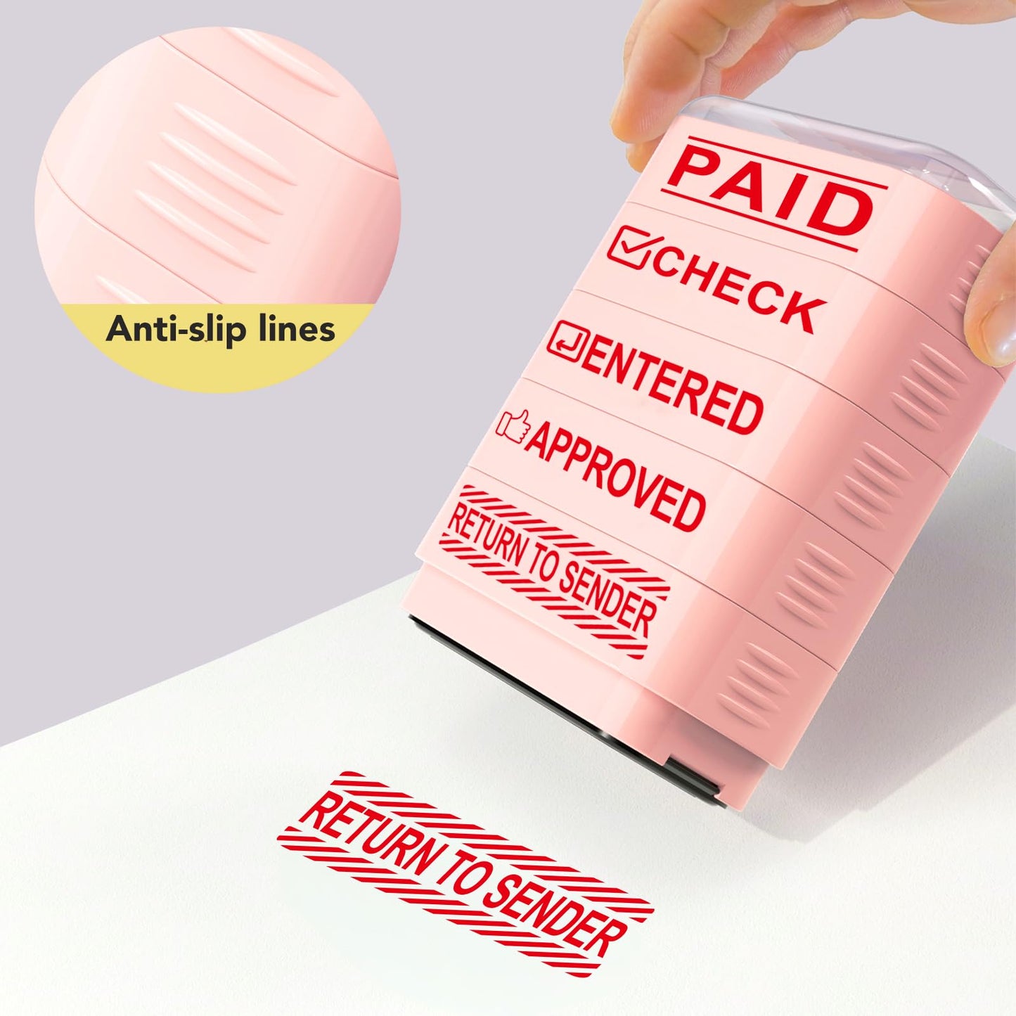 Building Blocks Office 10-Piece Office Stamps Set - Paid Stamp, Scanned Stamp, Copy Stamp, Faxed Stamp. Office Essentials,Refillable Self Inking Business Stamp (4 Refill Ink Included)