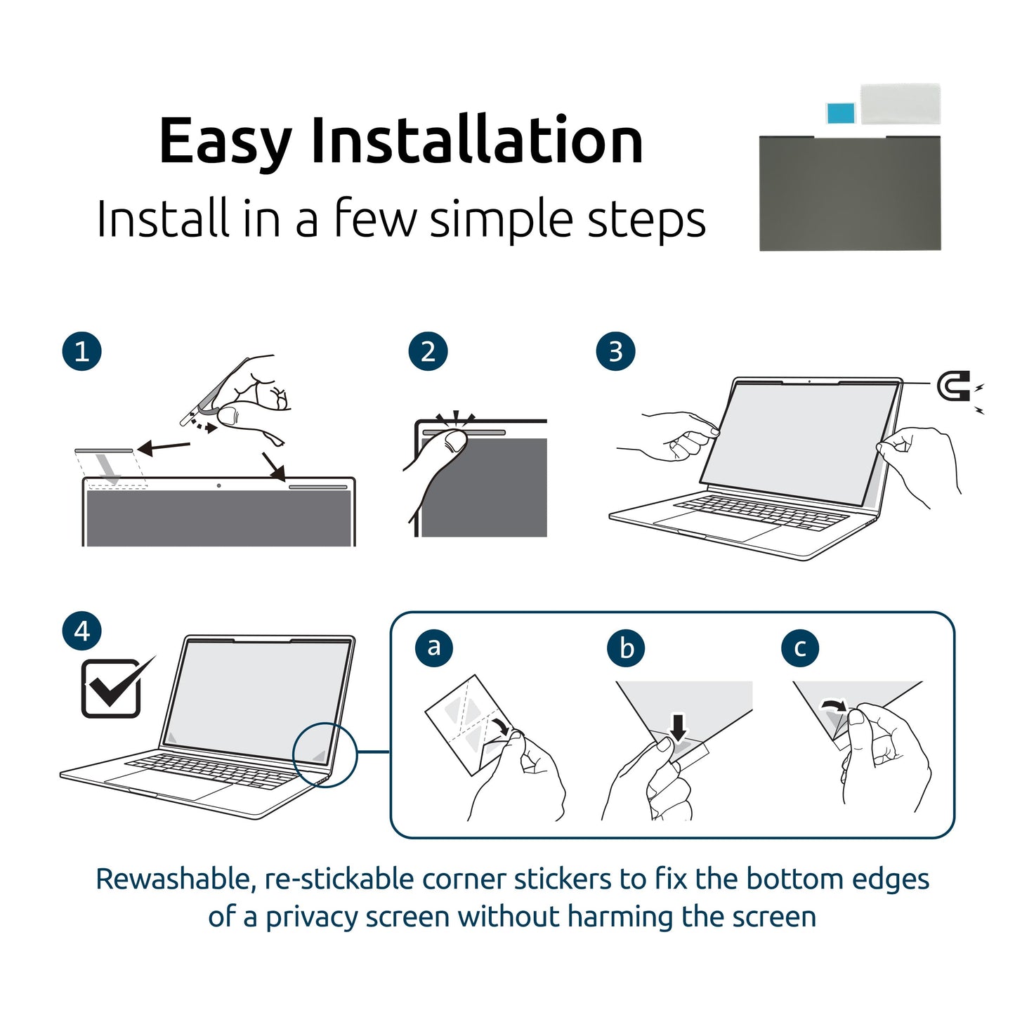 Kensington MagPro™ Magnetic Laptop Privacy Screen 14 inch, Removable 16:10 Laptop Privacy Filter, Anti-Glare, Blue Ray Reduction, Compatible with HP/Dell/Acer/Asus/Samsung/Lenovo (K55254WW)