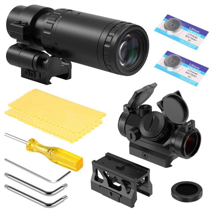 Feyachi V30 2MOA Red Dot Sight with M37 1.5X - 5X Magnifier Combo, Absolute Co-Witness