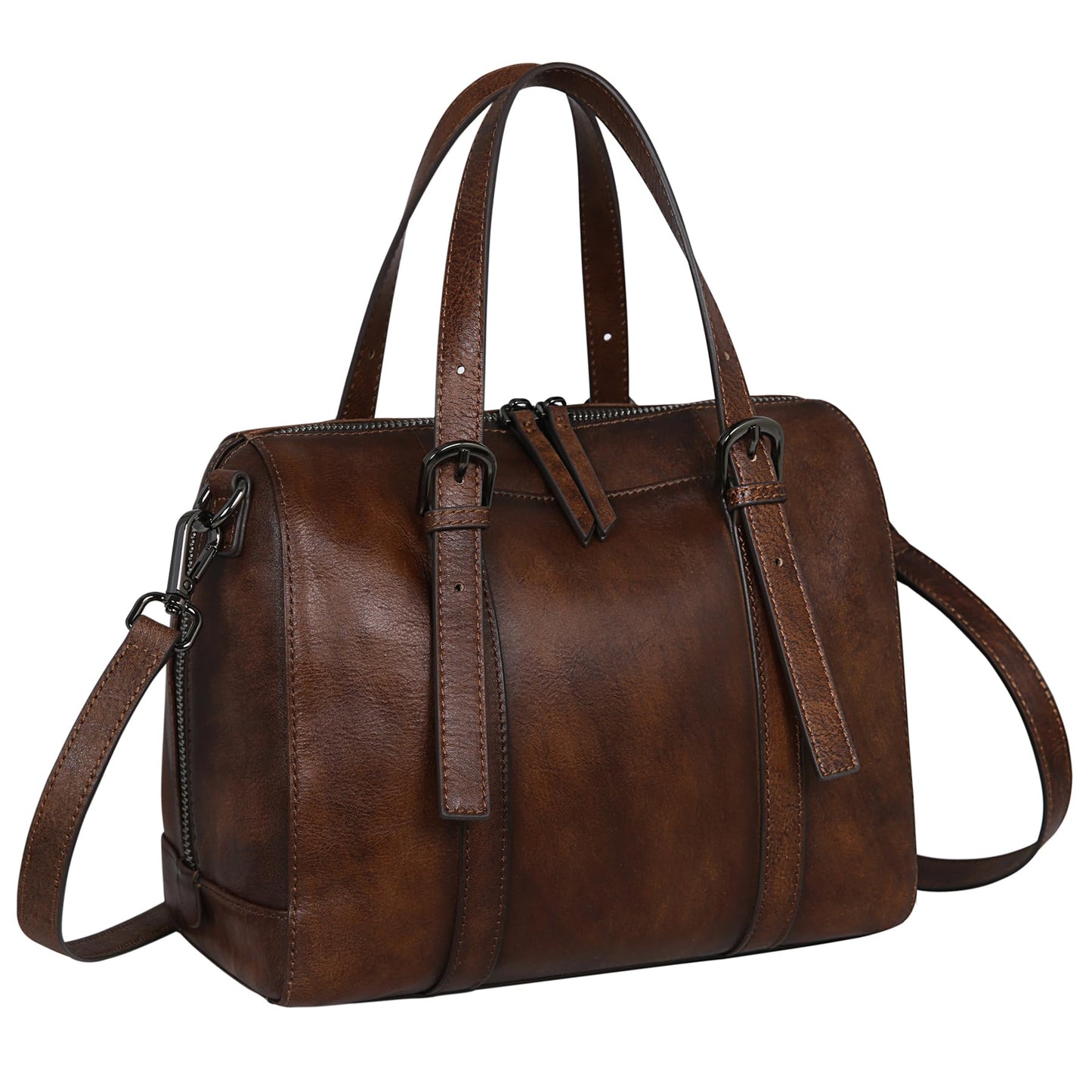 Iswee Leather Purses and Handbags Hobo Crossbody Bags for Women Vintage Purse Small Top Handle Bags Zipper Tote Bag(Coffee)