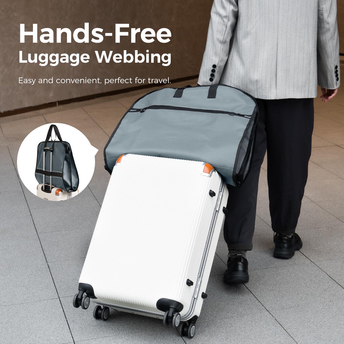 pack all 43" Premium Gusseted Travel Garment Bag, Heavy Duty Hanging Suit Bag, Foldable Dress Bag for Closet Storage, Suit Cover Protector for Clothes Shirts Dresses Coats(Grey)