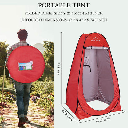 Your Choice Pop Up Privacy Shower Tent - Portable Changing Tent for Camping, Beach & Hiking - 6.2FT Lightweight with Carry Bag, Quick Setup & Full Coverage - Red