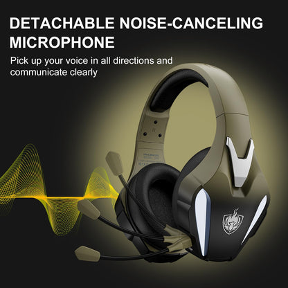 PHOINIKAS Wireless Gaming Headset for PS4 PS5 PC Switch, Wireless Gaming Over Ear Headphones with Detachable Noise Canceling Mic, 7.1 Stereo Sound, Only 3.5mm Wired Mode for XboxSeires -Dazzle Gold