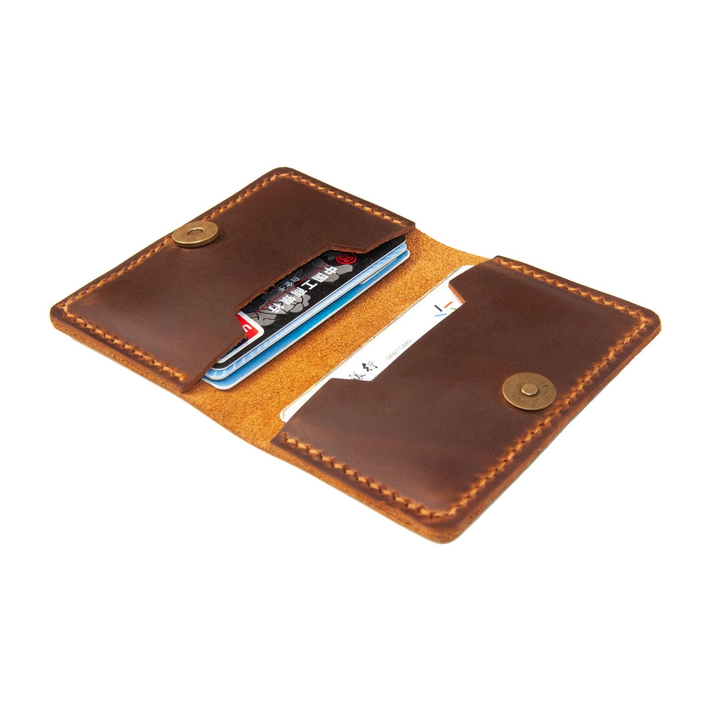 Turbosnail Leather Origami Wallet, Minimalist Bi-Fold, RFID Protected, Brown