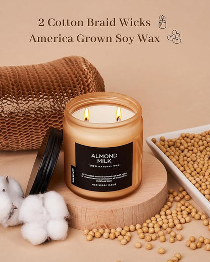 M&SENSE Creamy Vanilla Scented Candle, 11.6oz Clean Non Toxic Home Sweet Scent 70 Hours Burn Time Fragrance Candle for Women Teacher Friends, 2 Wick Natural Soy Wax for Home Decor