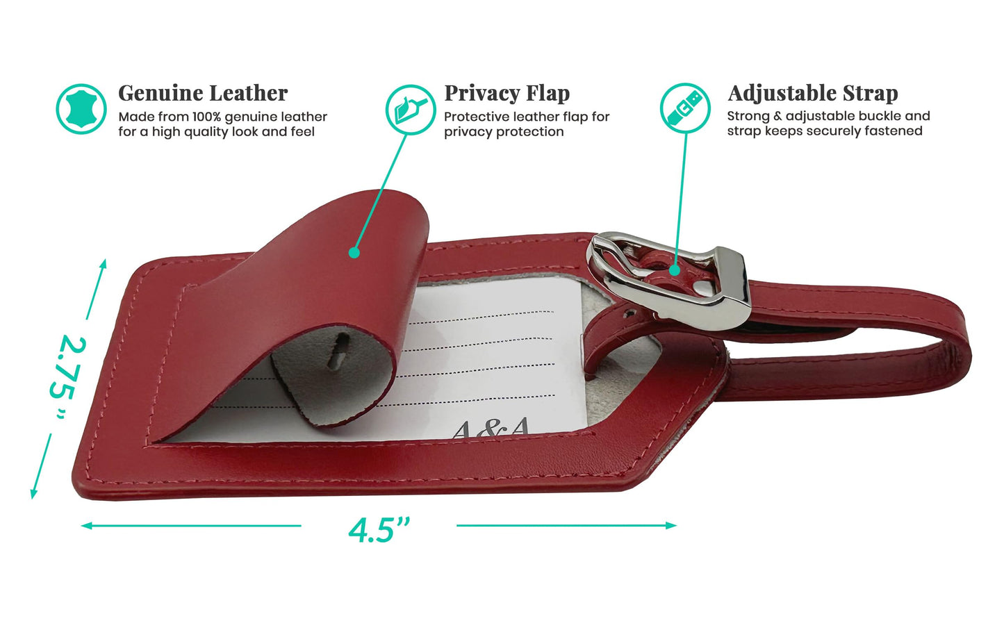 Deluxe Personalized Monogrammed Red Leather RFID Passport Wallet and Luggage Tag