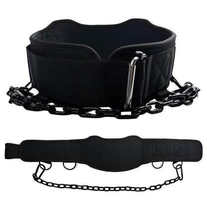 2-in-1 Weightlifting Belt & Dip Belt with 41 IN Steel Chain for Pull Up,Added Weight Training (Black, XL(40"-43"))