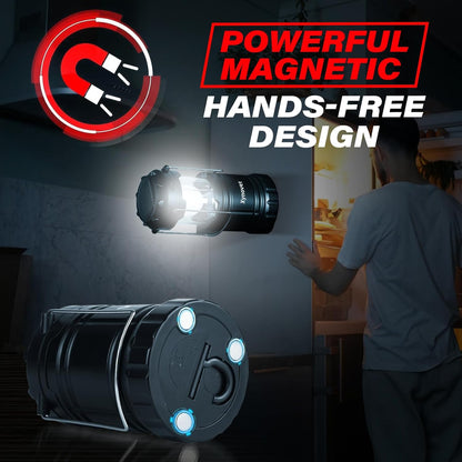 Xynover 4-Pack Solar Camping Lanterns - Rechargeable LED with USB/Solar/AA Battery | Magnetic Base & Hanging Hook | Collapsible, Waterproof for Emergency, Hiking, Power Outages