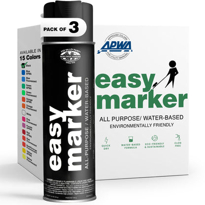 Fox Valley Easy Marker Inverted Marking Spray Paint, Black - 18 oz (Pack of 3), Upside Down Marking Paint for Grass & Tree Marking, Parking Lot, Quick Drying & Durable