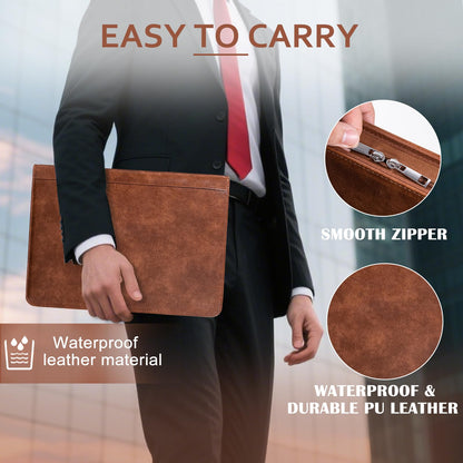 Calfinder 3 Ring Portfolio Binder with Zipper,Leather Portfolio for Men,Padfolio for Women,Professional Business Portfolio Organizer for Resume/Interview, A4 Letter Document Organizer