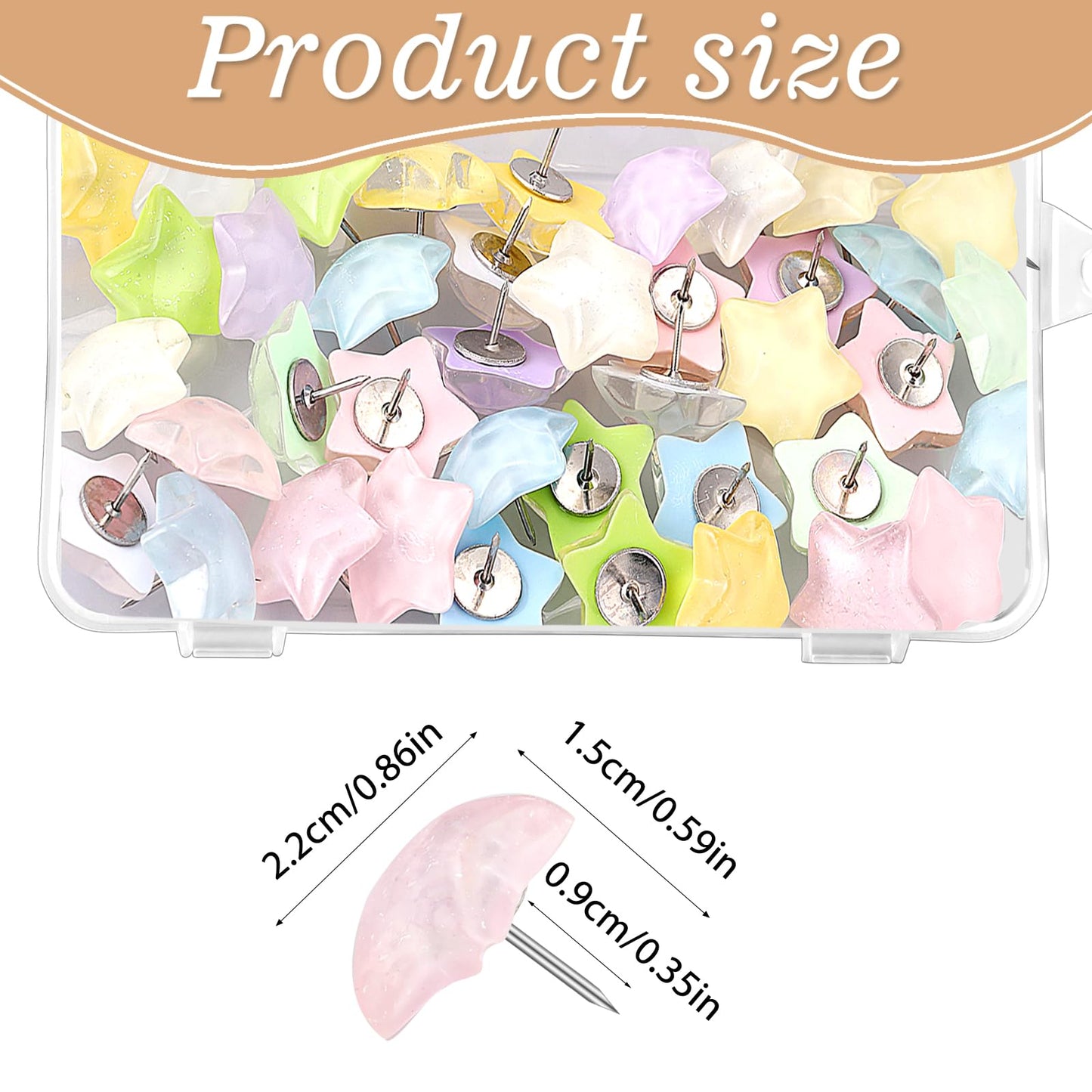 40 PCS Star-Shaped Decorative Thumb Tacks Cute Push Pins for Bulletin Board for Wall Cork Board Bulletin Boards with Storage Box
