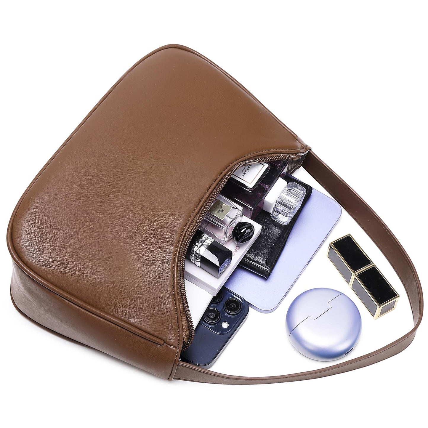 Fashion shoulder Bag for Women's Cute Hobo Tote Handbag Mini Clutch Underarm Purse for Daily Use/Work/Travel/Casual Outings (Coffee)