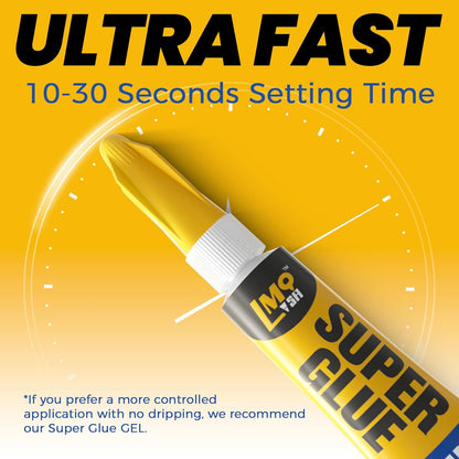 Super Glue 6x3g Liquid CA Glue, Clear Cyanoacrylate Adhesive Single Use for Shoe Sole Repair Ceramic Plastic Model Metal Wood Aquarium Leather Pottery Glass, Food Safe Strong and Instant Bonding