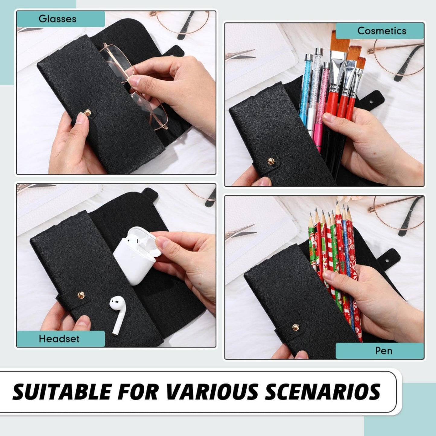 Nuogo 30 Pack Eyeglass Case Soft Glasses Case Studded Sunglasses Pouch Portable PU Leather Sunglasses Bag Travel Reading Glass Sleeve for Women Men