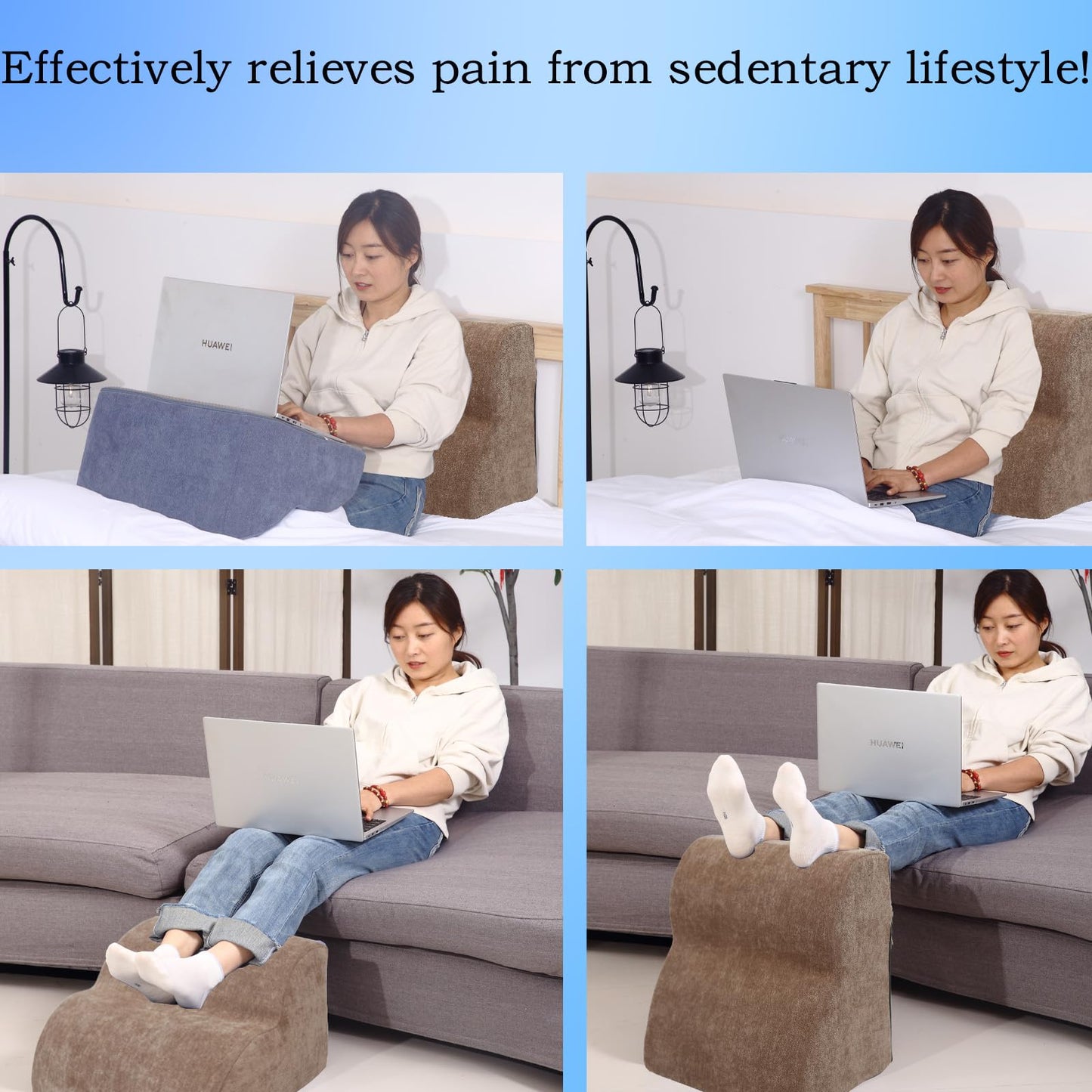 OpyTikar Foot Rest for Under Desk at Work.Multifunctional 3-Tier Foot Stool,with Washable Footrest.for Under Desk,Office Chair Gaming Chair & Sofa,Leg Elevation Pillow,Supports Posture-Brown