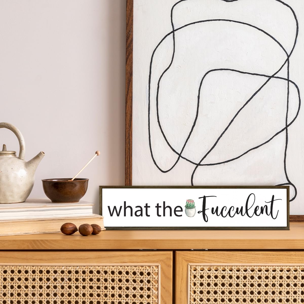 What the Fucculent Sign, Plant Lover Sign, Farmhouse Decor for Entryway, Cactus Decor, Small Wood Signs, Succulent Gift, Plant Decor Gift, Home Wall Decor Wood Framed, Wooden Box Sign Desk Décor