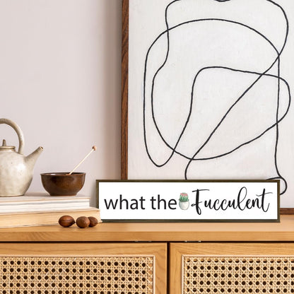 What the Fucculent Sign, Plant Lover Sign, Farmhouse Decor for Entryway, Cactus Decor, Small Wood Signs, Succulent Gift, Plant Decor Gift, Home Wall Decor Wood Framed, Wooden Box Sign Desk Décor