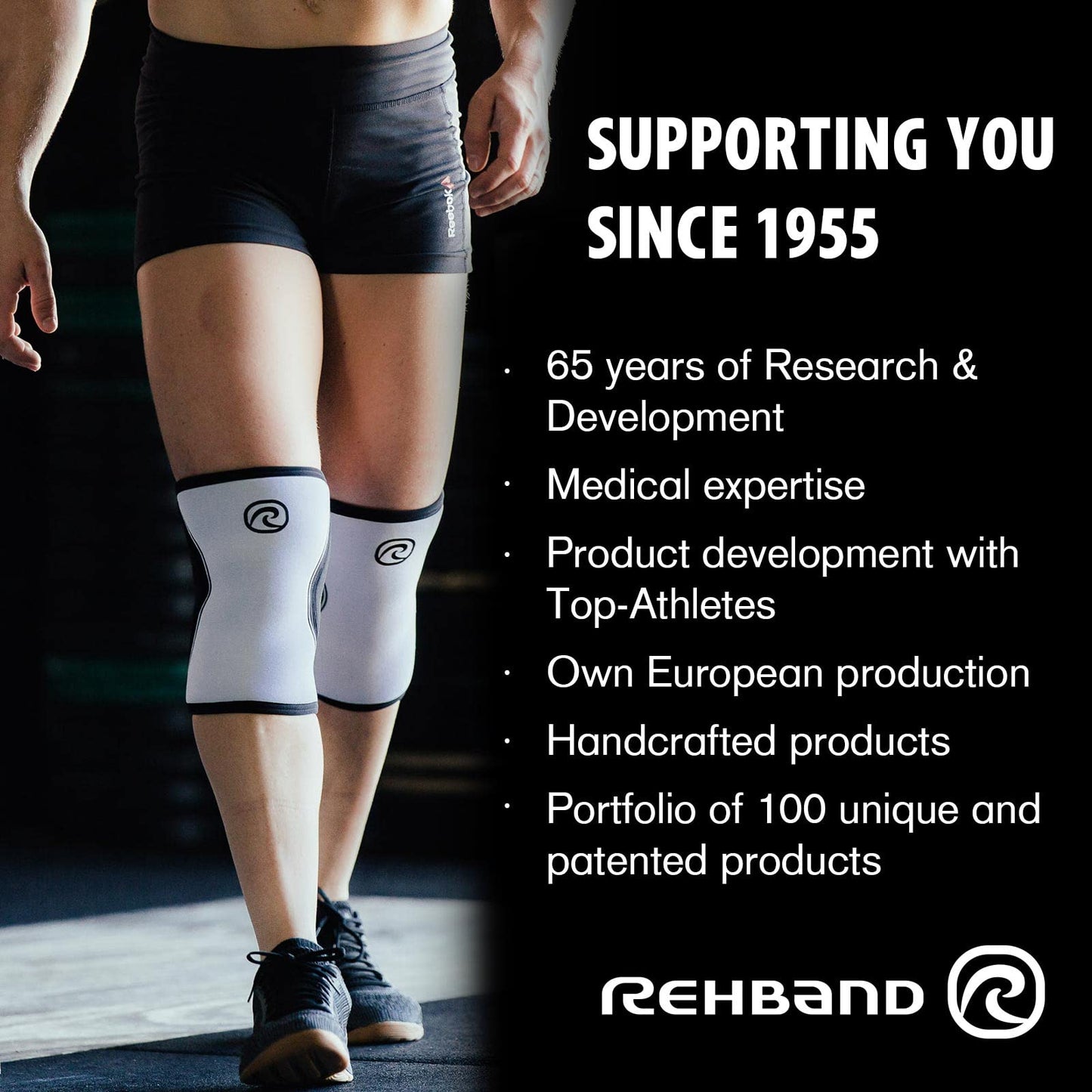 Rehband 5mm Knee Sleeves for Functional Training, Cross-Training & Powerlifting, Weightlifting Knee Support made of Neoprene, Unisex, Colour:White - 1 Pair, Size:X-Small