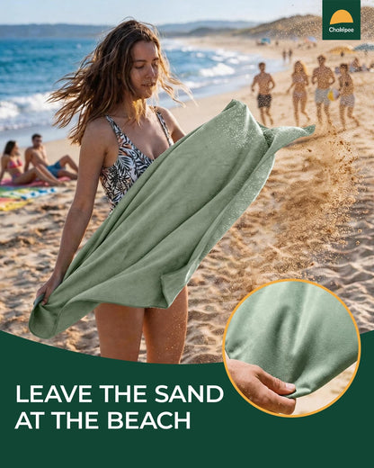 Chakipee Quick Dry Microfiber Towel Travel, Beach & Camping Towels. Fast Drying, Super Absorbent & Ultra Compact for Travel, Bath, Gym, Swimming, 1 Pack, 60''x30'' Army Green