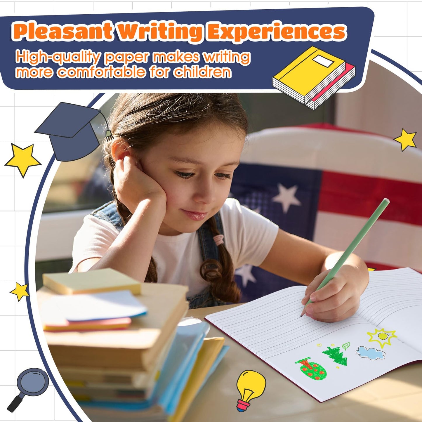 Henoyso 12 Pcs Primary Composition Notebook K-2 Primary Journal, Notebook for Kids Supplies, Bulk Blank Writing Book for Kid to Write Draw Journal 60 Page (9.8″ X 7.5″,Dark Color)