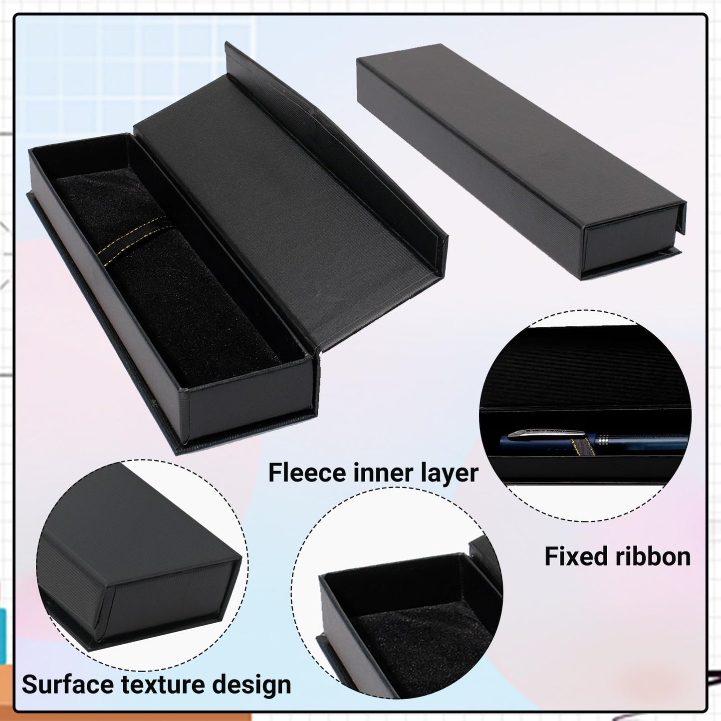 Olutacot 42 Pcs Pen Gift Boxes Empty Black Ballpoint Pen Gift Box with Cushion Pen Jewelry Display Box Empty Present Collection Cases for Birthday Souvenir Business Gifting Office Supplies