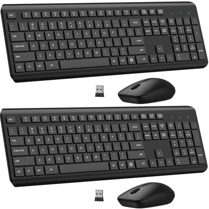 Wireless Keyboard and Mouse Combo, Full Size Silent Ergonomic Keyboard and Mouse, Long Battery Life, Optical Mouse, 2.4G Lag-Free Cordless Mice Keyboard for Computer, Mac, Laptop, PC, Windows