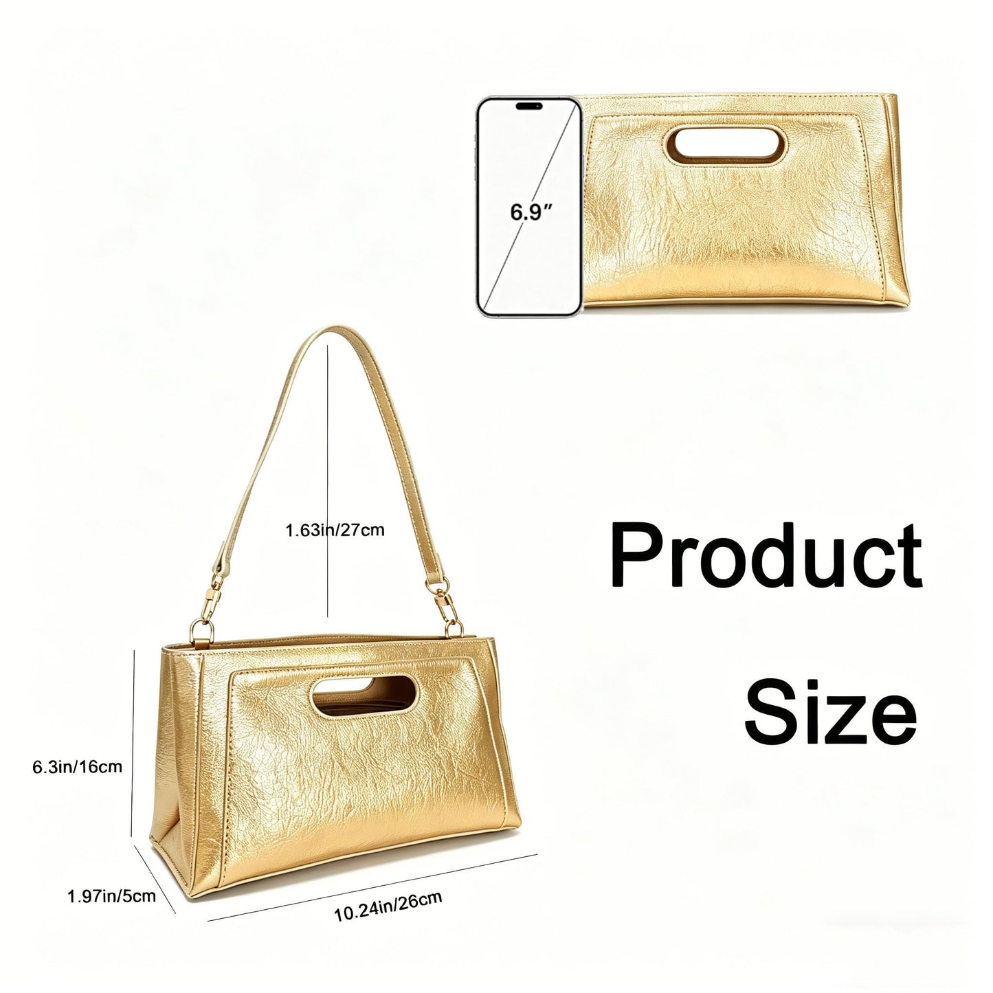 ELKINORA Clutch Purses for Women Formal,Evening Clutch Shoulder Handbag Glossy PU Leather Envelope Clutch,for Wedding Party