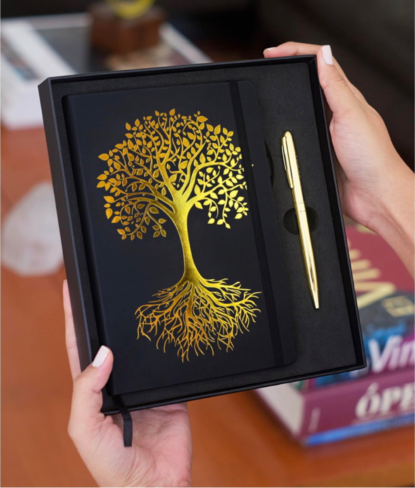 Veway Tree of Life Journal and Pen Gift Set - Vegan Leather Journal with Pen - Professional Diary for Women or Men - A5 Hardcover Fancy Notebook Gift Set - Index & 224 Lined Pages
