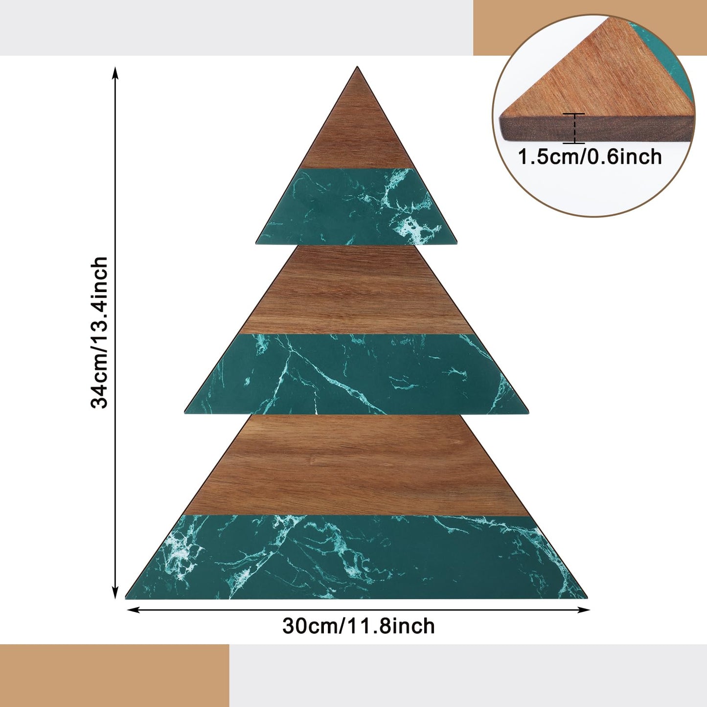 Reallnaive Green Christmas Tree Marble Cheese Board Charcuterie Cutting Tray Marble Serving Decorative for Decoration Charcuterie Kitchen