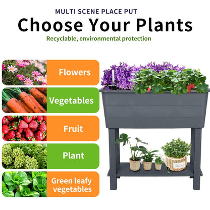 Megawodar 3 Pcs Self Watering Elevated Raised Garden Bed, Large Outdoor Plastic Planter Box Big Flower Plant Pot for Planting Flowers Vegetables and Herbs (3, Dark Grey)