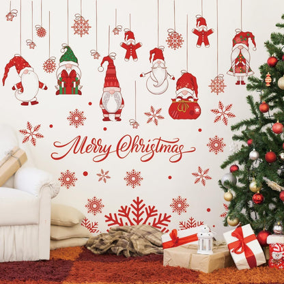 61.02 x 48.42 Inch Wall Decals: Merry Christmas Gnome Wall Stickers - Removable, Perfect for Xmas Holiday Party Supplies & Home Wall Decor