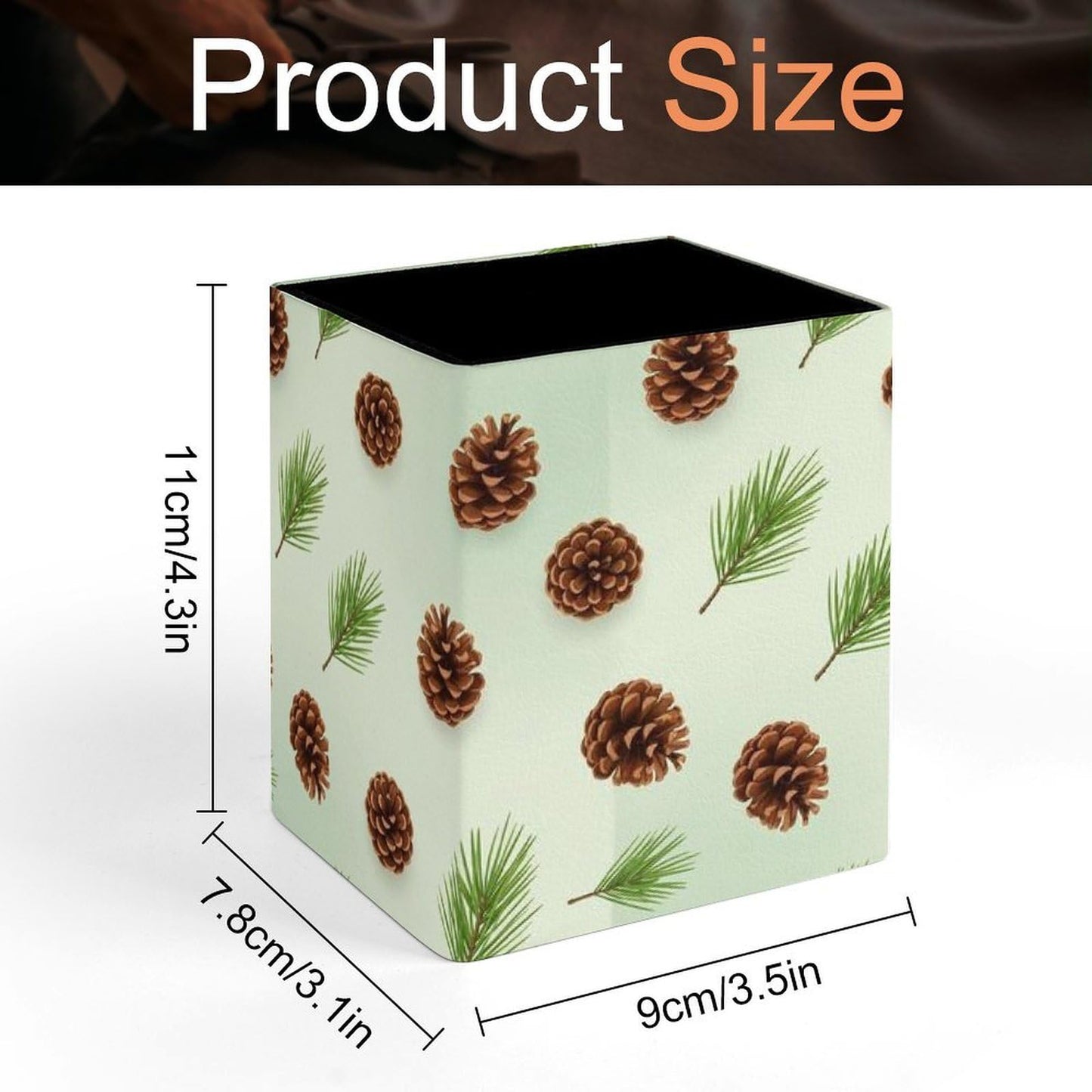 UTRSIFB Holder Cup Makeup Brush Storage Organizer, Waterproof Multifunctional Office Supplies, Pen Holder Square Leather Pencil Cute Pinecone