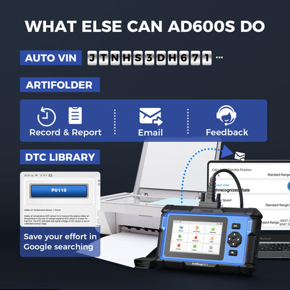 OBD2 Scanner TOPDON AD600S Scan Tool, Code Reader, Diagnostics Scanner for ABS/SRS/AT/Engine, 9 Reset Services, Oil/Brake/BMS/SAS/DPF/TPMS/ETS Reset/ABS Bleeding/Injector Coding, Free Lifetime Upgrade