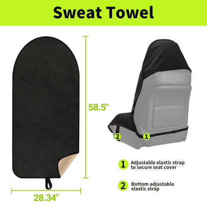 Leader Accessories Black Waterproof Sweat Towel Seat Cover Universal Non-Slip for Car Truck SUV Seat for Dog & Kid Workout Outdoor OR Sport Activities