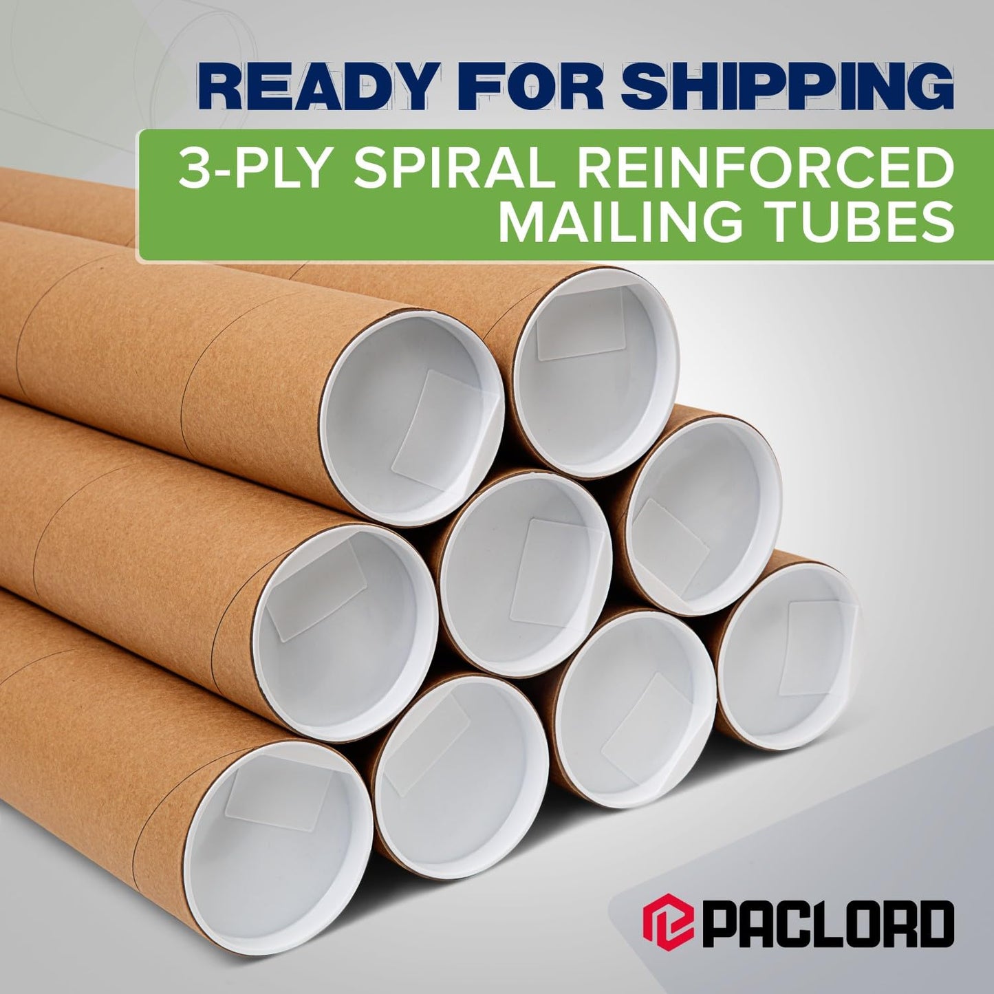 3" x 24" Reinforced Kraft Paper Mailing Tube, Pack of 2 Tubes with 4 Caps – Secure USPS Approved Poster Tube – Made in USA Cardboard Tube for Shipping and Storing Posters, Prints, Artwork