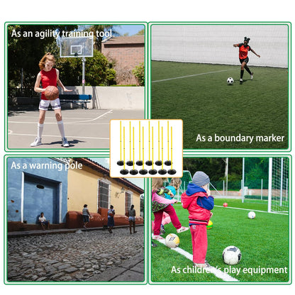 ASENVER Soccer Agility Poles Set Detachable Sports Trainning Speed Pole Slalom Poles with Rubber Base Sport Traning Equipment (4.9 FT, Pack of 12)