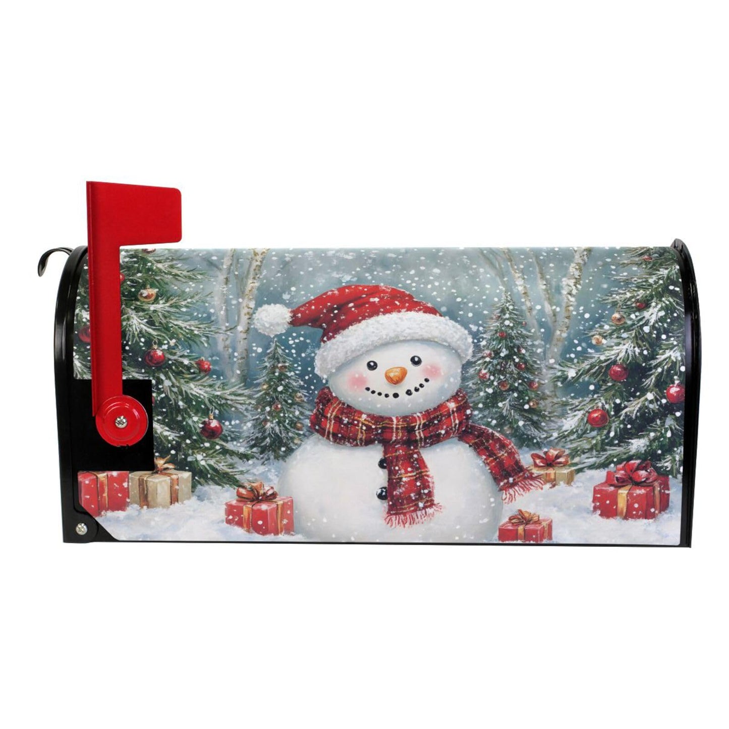 ALAZA Winter Snowman Merry Christmas Tree01 Magnetic Mailbox Cover MailWraps Garden Yard Home Decor for Outside Oversized-25.5" x20.8"