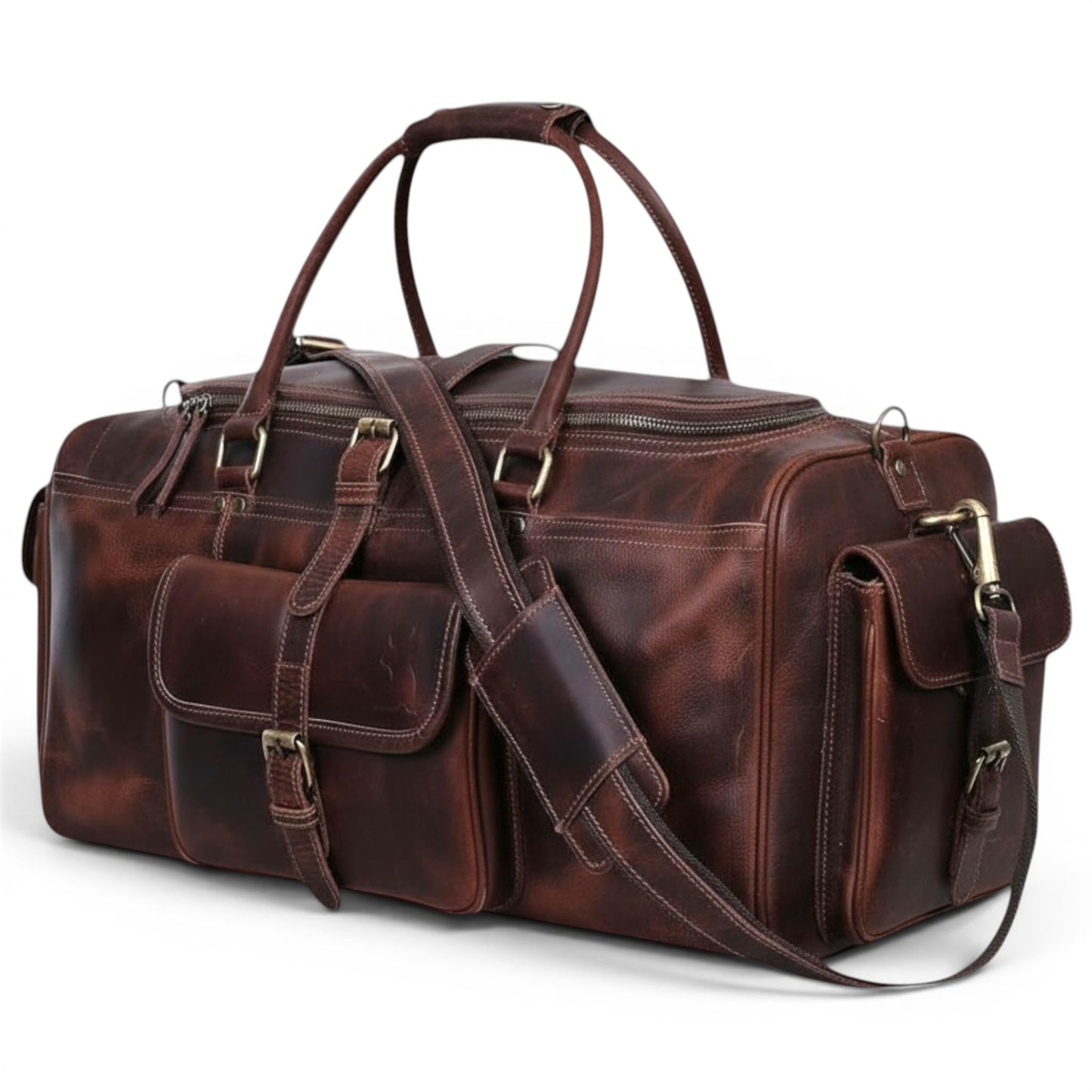 Leather Duffle Bags for Men - 28 Inch Full Grain Leather travel bag, leather overnight bag, Mens Leather Bag, Carry On Leather Weekender Bag, Airplane Leather Luggage Duffel Gym Bag