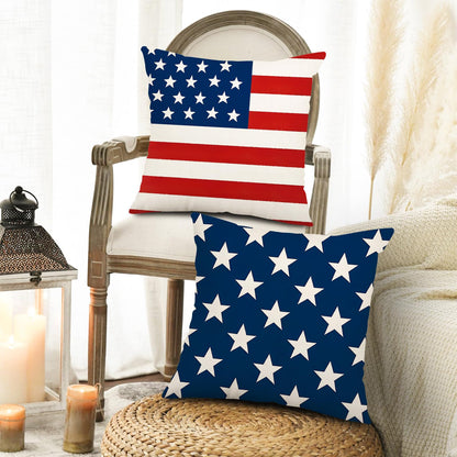 MAZSHTTD 4th of July Decorative Pillows 18 x 18 Patriotic Star Throw Pillow Covers Independence American Flag Pillow Memorial Day Decor Patio Pillows Outdoor Case Porch Pillows Case