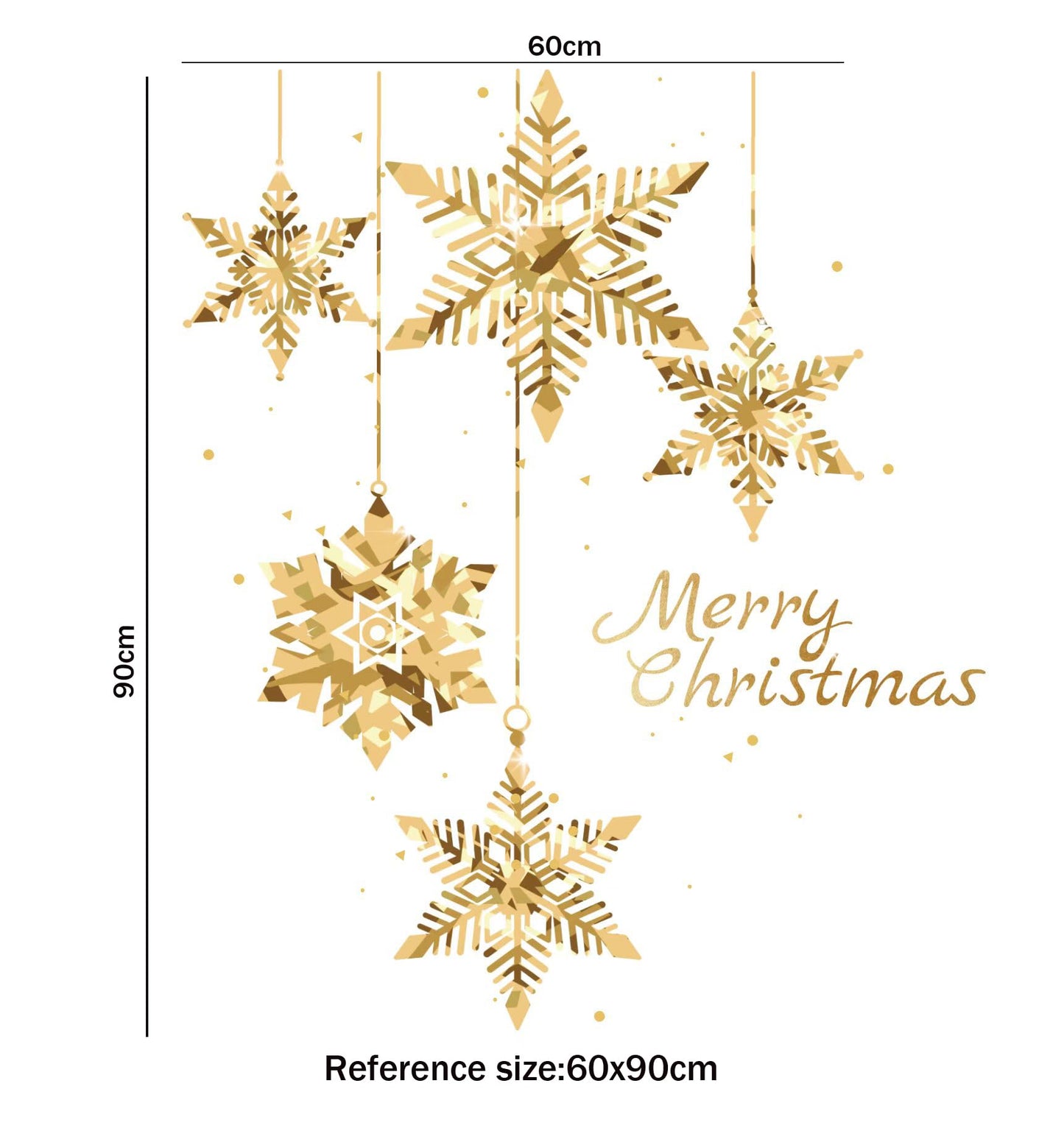 Christmas Tree Window Clings Stickers for Glass, Golden Christmas Snowflake Windows Static Stickers, DIY Wall Window Door Mural Showcase Decal Sticker (Style B)