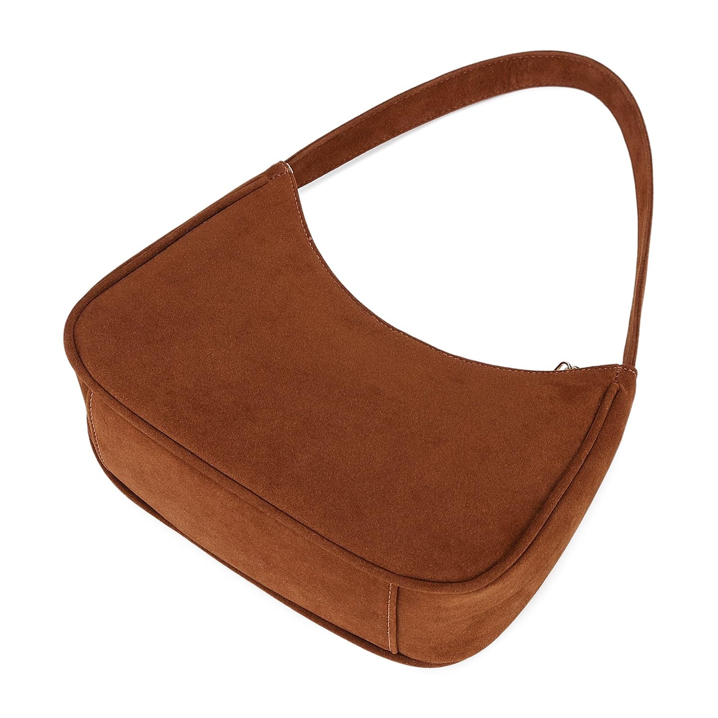 CYHTWSDJ Shoulder Bags for Women, Cute Hobo Tote Handbag Mini Clutch Purse with Zipper Closure (Suede-brown)